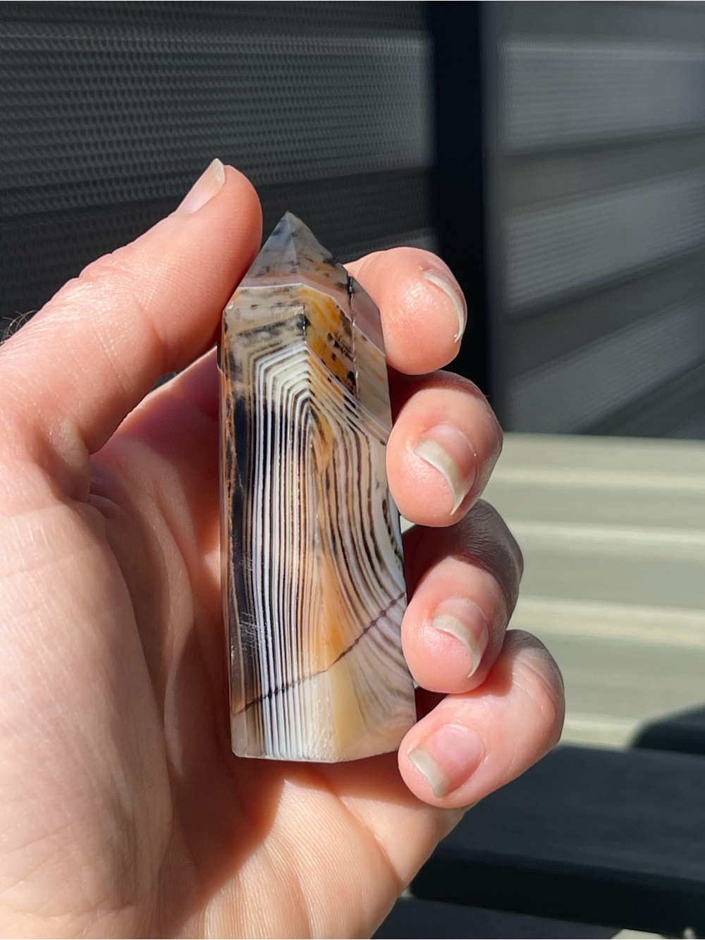Sardonyx Crystal Tower Orange, Black, & White